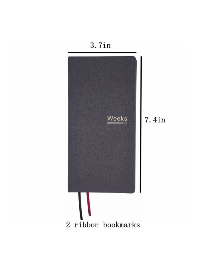 receip Undated Weekly Planner Notebook Pocket Organizer Appointment Book Journal Notebook A6 Week Plan Notepad (Gray with cover) - Image 2