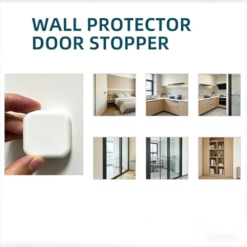 DESSY&BILI Door Stoppers Wall Protector, Silicone Door Bumper, Self-Adhesive Wall Shield, Door Slamming Silencer, Door Knob Guard for Home, Office, School, 1.77 x 1.77 Inch [6 Pack] [White] - Image 3