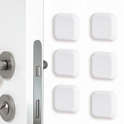 DESSY&BILI Door Stoppers Wall Protector, Silicone Door Bumper, Self-Adhesive Wall Shield, Door Slamming Silencer, Door Knob Guard for Home, Office, School, 1.77 x 1.77 Inch [6 Pack] [White] - Image 1