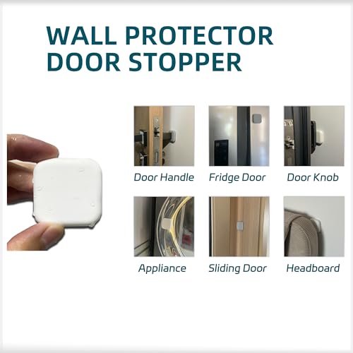 DESSY&BILI Door Stoppers Wall Protector, Silicone Door Bumper, Self-Adhesive Wall Shield, Door Slamming Silencer, Door Knob Guard for Home, Office, School, 1.77 x 1.77 Inch [6 Pack] [White] - Image 5