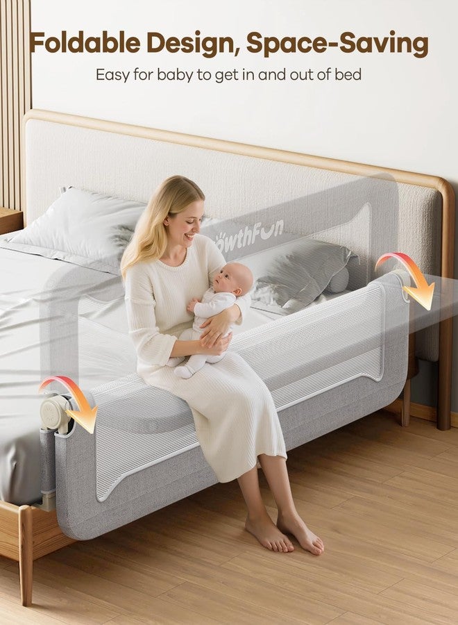 GrowthFun Foldable Bed Rail for Toddlers, 59in Reinforced Carbon Steel Frame&Connectors, Breathable Cationic Fabric, Safety Toddler Bed Rails for Queen, King, Twin, Full, No-Tool Setup. - Image 5