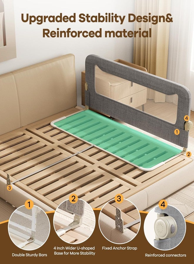 GrowthFun Foldable Bed Rail for Toddlers, 59in Reinforced Carbon Steel Frame&Connectors, Breathable Cationic Fabric, Safety Toddler Bed Rails for Queen, King, Twin, Full, No-Tool Setup. - Image 2