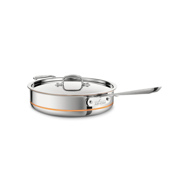 All-Clad AllClad Copper Core 5Ply Stainless Steel Saut Pan with Steel Lid 5 Quart Induction Oven Broiler Safe 600F Pots and Pans Cookware Silver 
