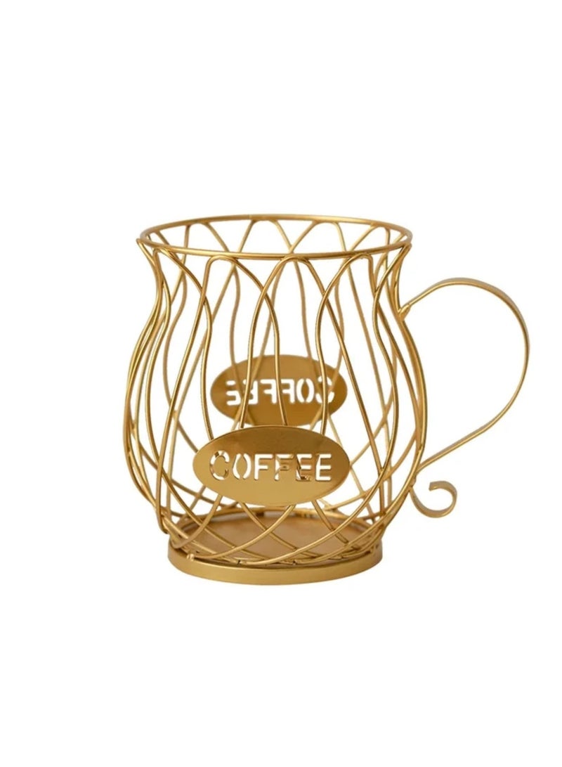 Liying Coffee Capsule Basket for Counter Coffee Table Bar, Metal Espresso Pod Keeper Storage for Home Cafe Hotel, (Gold) - Image 1