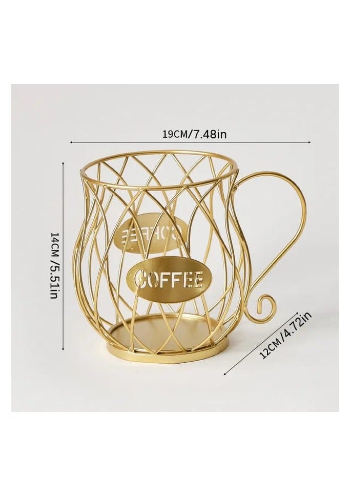 Liying Coffee Capsule Basket for Counter Coffee Table Bar, Metal Espresso Pod Keeper Storage for Home Cafe Hotel, (Gold) - Image 2