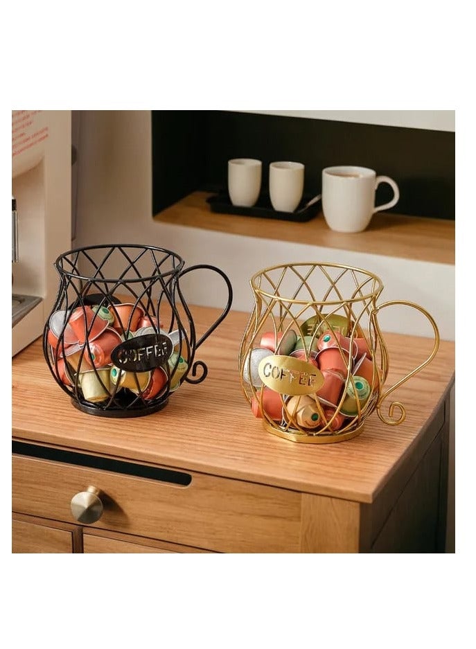 Liying Coffee Capsule Basket for Counter Coffee Table Bar, Metal Espresso Pod Keeper Storage for Home Cafe Hotel, (Gold) - Image 3
