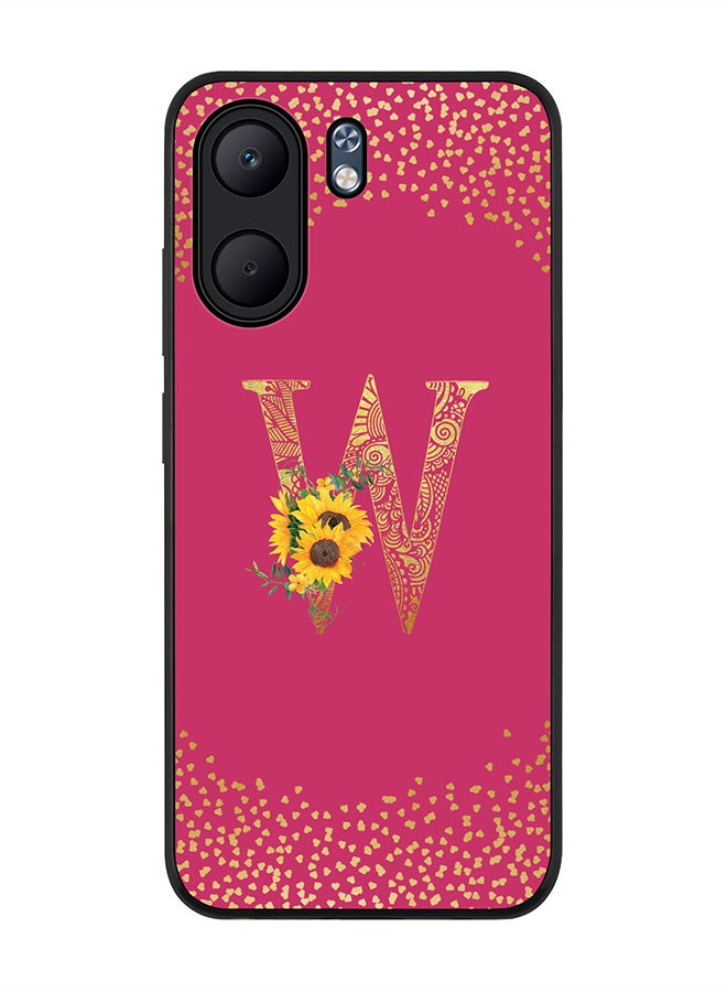 Stylizedd For Oppo A5x 5G / A5x 4G Case,Slim fit Camera Protection, Shockproof Thin Phone cover  - Custom Floral Monogram - W ( Deep Pink )