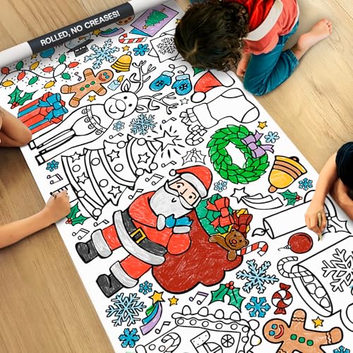 Tiny Expressions Christmas Coloring Tablecloth  Rolled No Creases 30 x 72 Giant Coloring Poster to Color On  Christmas Holiday Activity - Image 1