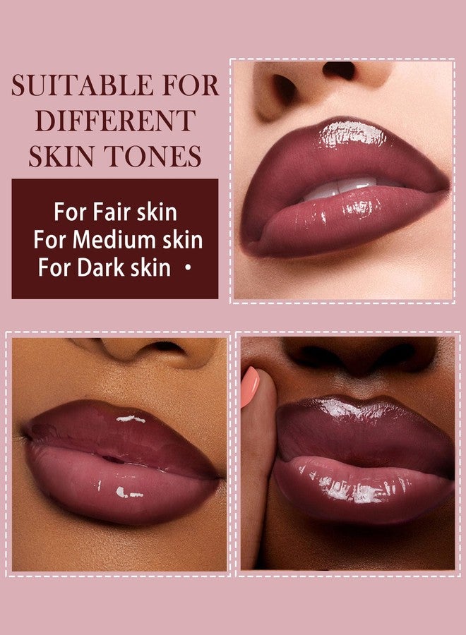 DuaTana 3Pcs Hydrating Lip Gloss with Brown Lip Liner Combo Set,Plumping Lip Liner Moisturizing Nude Tinted Lips Glow Oil,Lightweight Non Sticky Liquid Lipstick Women Lipstain Makeup Long Lasting Lipgloss -08 - Image 5