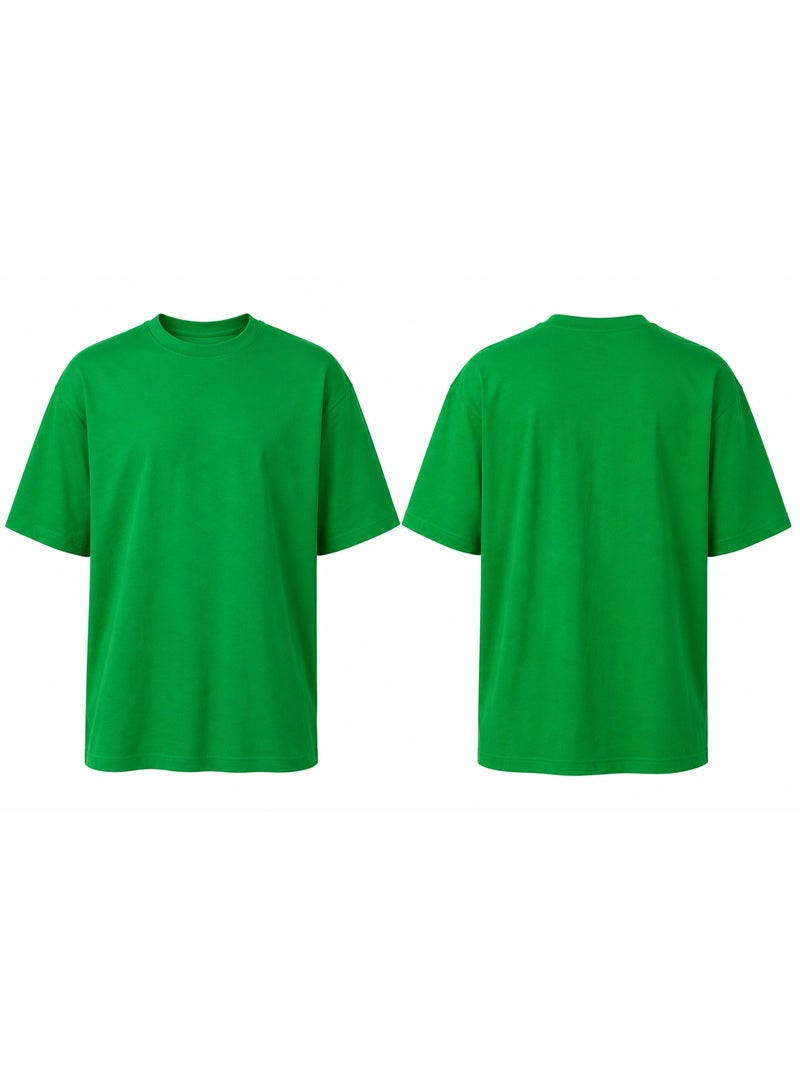 Oversized Plain Green T-Shirt Casual Streetwear Style - Image 3