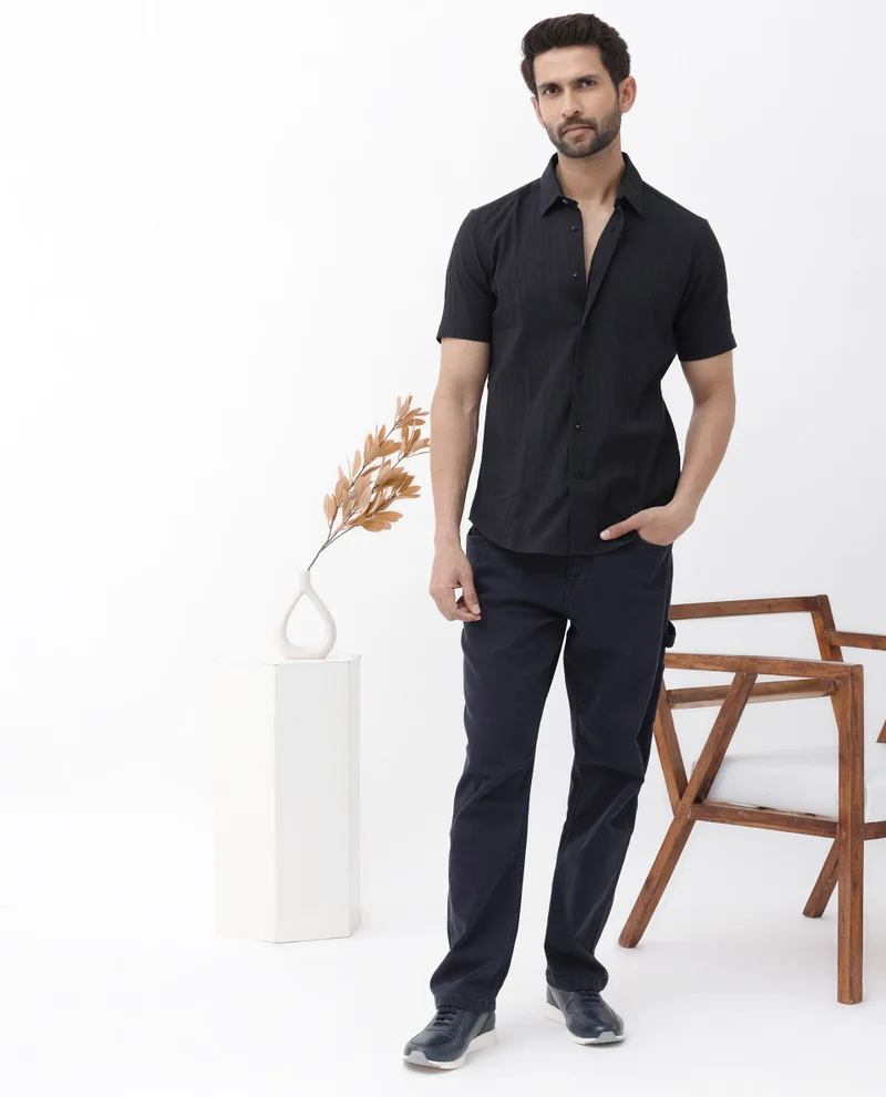 Rare Rabbit Men's Creased Effect Cotton Shirt