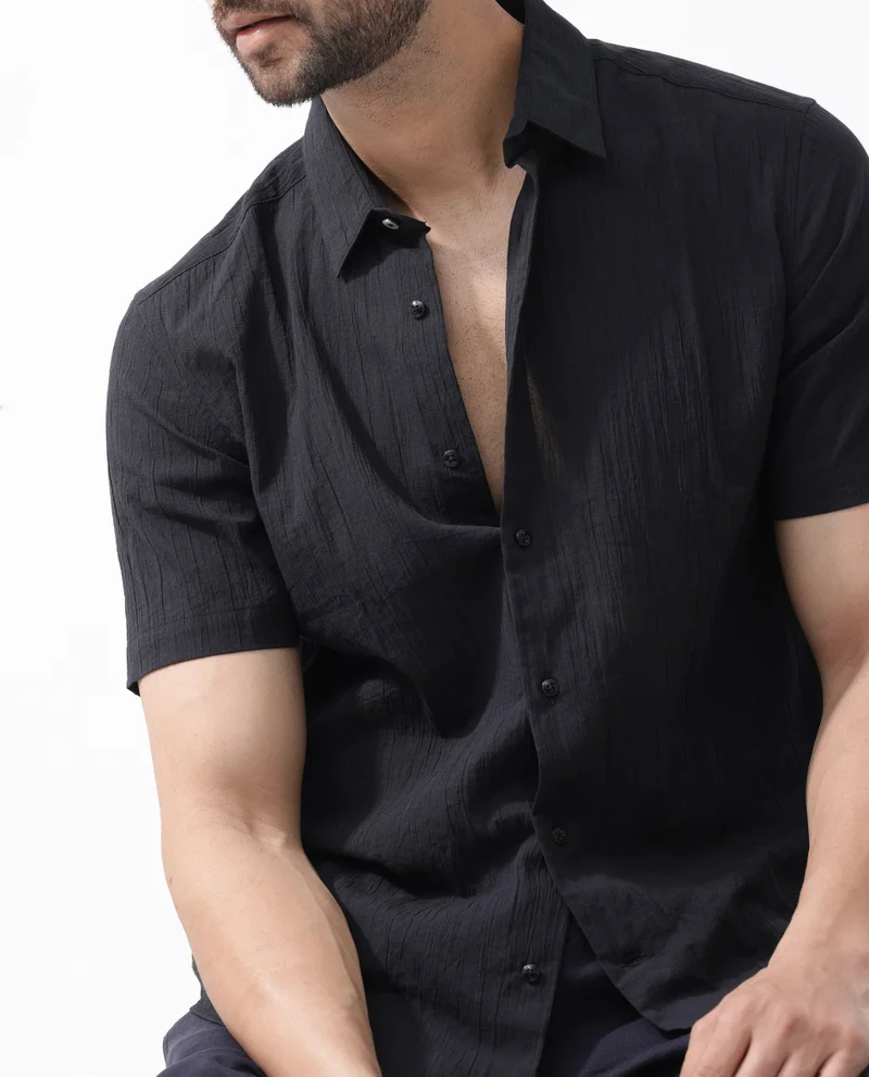 Rare Rabbit Men's Creased Effect Cotton Shirt