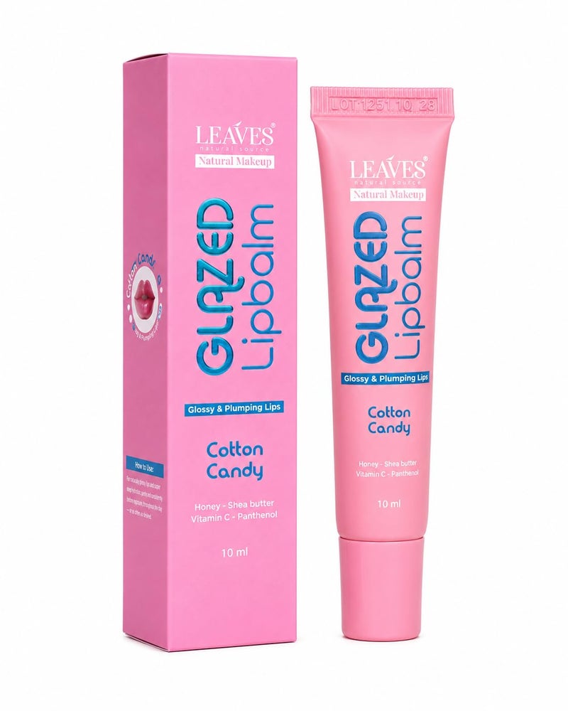 بلسم شفاه LEAVES Glazed، نكهة حلوى القطن، لمسة نهائية لامعة، تأثير ممتلئ، 10 مل