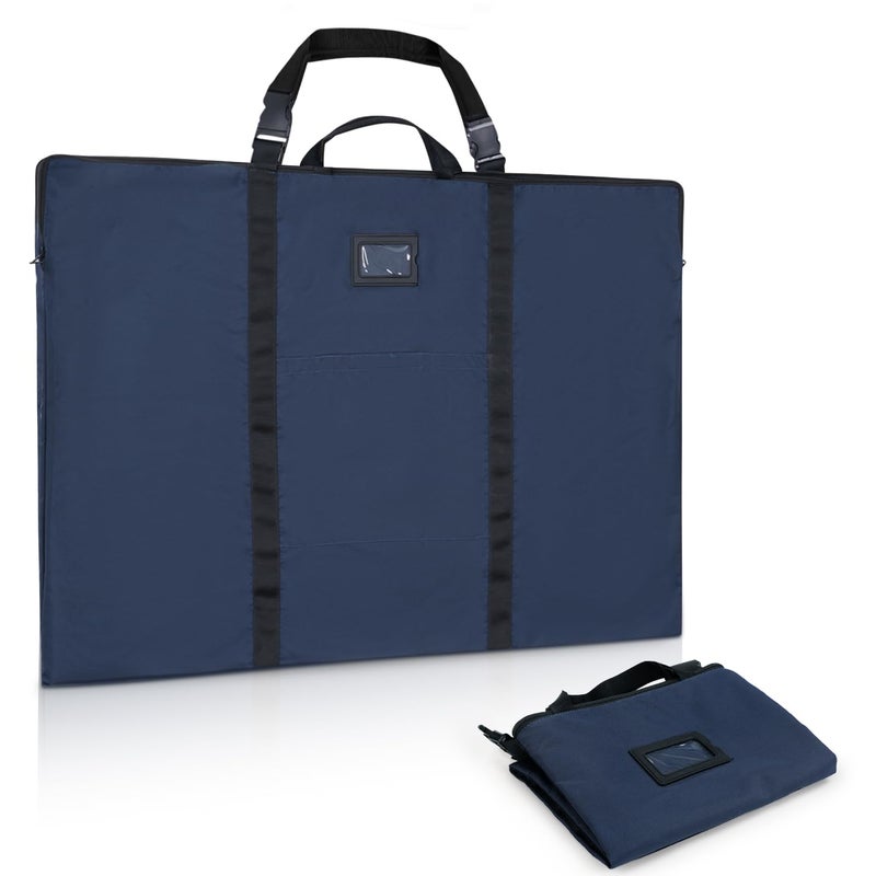 Large Size Art Portfolio Bag with Nylon Shoulder 24 x 36 inches Light Weight Poster Storage Bag Board Holder with Handle and Zipper for Poster Sketching and Drawing dark blue