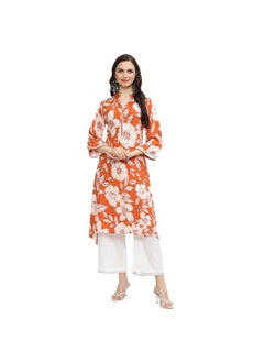 Biba BIBA Rayon Women Printed Straight Mix and Match Kurta (Whimsica19661_Burnt Orange_32)  - Image 1