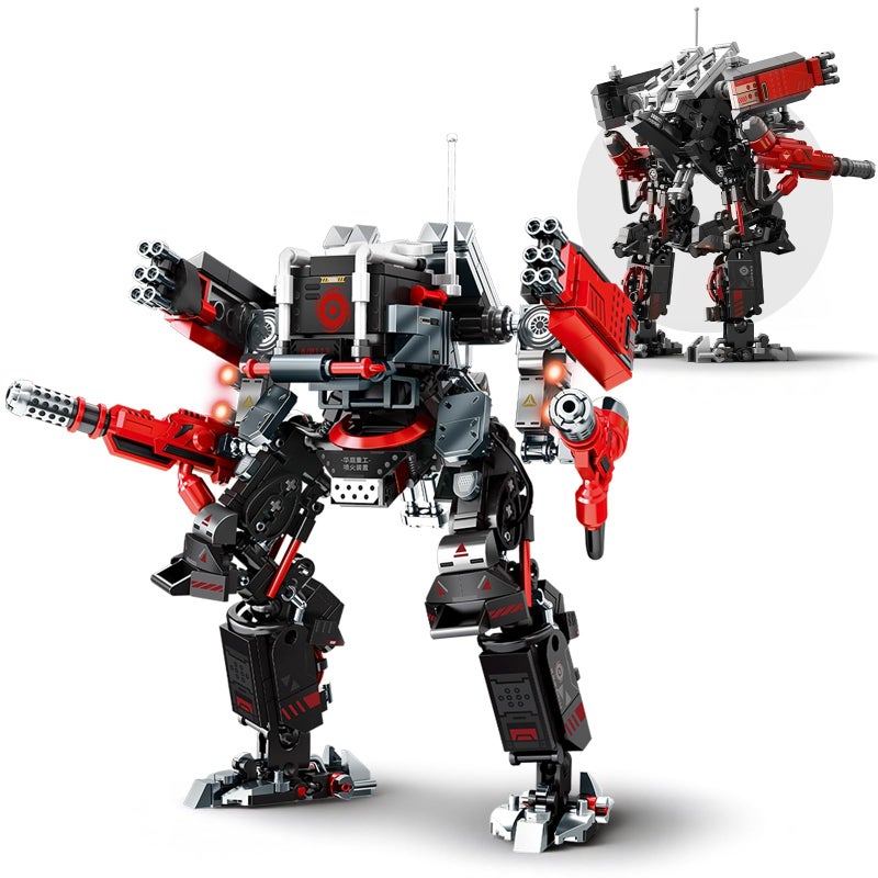 HIGH GODO Crimson Fighter Mech Robot Transforming Building Blocks Set for AdultsCity Warrior Justice Hero Soldier Mech Model Building Kit Cool Creative Robots Toys Gift for Teens 523 Pieces - Image 3