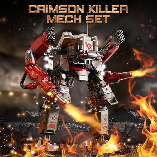 HIGH GODO Crimson Fighter Mech Robot Transforming Building Blocks Set for AdultsCity Warrior Justice Hero Soldier Mech Model Building Kit Cool Creative Robots Toys Gift for Teens 523 Pieces - Image 5