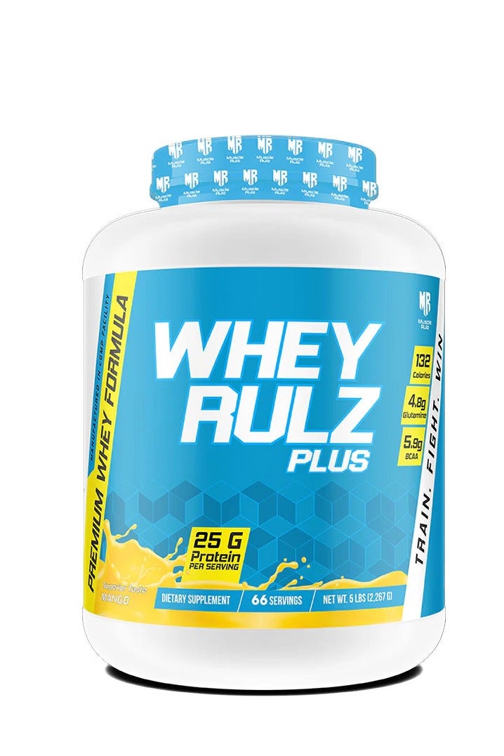 Muscle Rulz WHEY RULZ Plus Whey Protein Powder 5LBS/2.26KG MANGO - Image 1