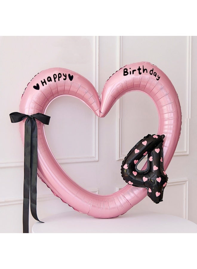 40-Inch Hollow Love Balloon Bow Number 4 Balloon Birthday Party Decoration