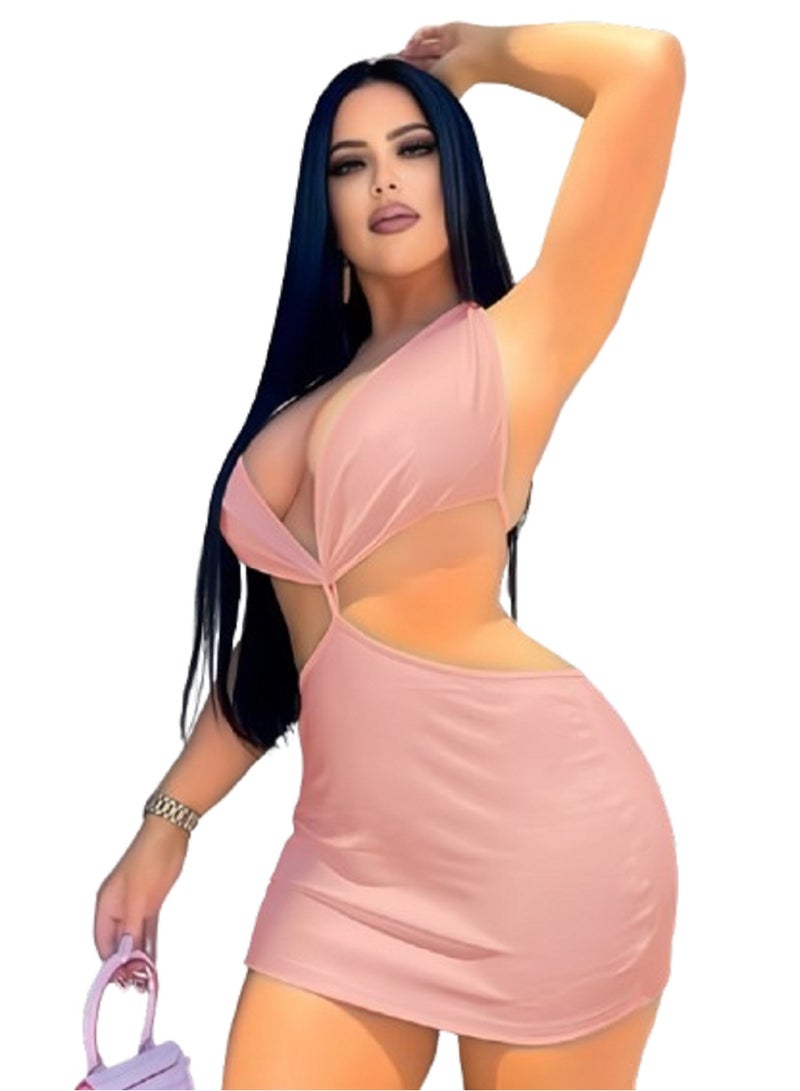 MANIKAN Soft nightgown for women, two slits at the waist and the bra, short, sleeveless 