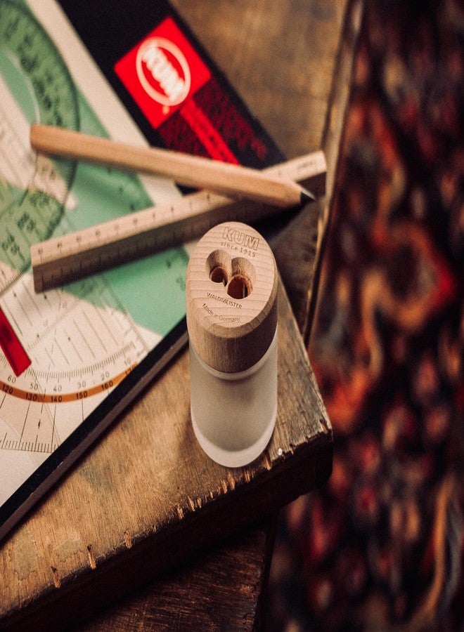 KUM Waldmeister Double Sharpener with Glass Container, Sustainable, Made of Wood, for Thick and Thin Pencils - Image 2