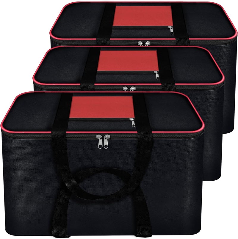 Storite Set of 3 Large Underbed Storage Bags – Moisture-Proof Nylon Organizer for Clothes, Blankets & Toys – Rectangular Black Bags (54 x 46 x 28 cm) - Image 1