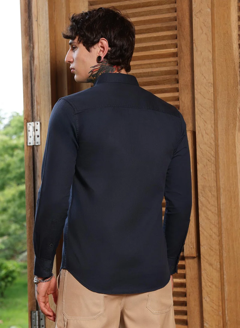 CAHOOT  Men's Navy Blue Utility-Safari Regular Shirt for Men | Best Price UAE