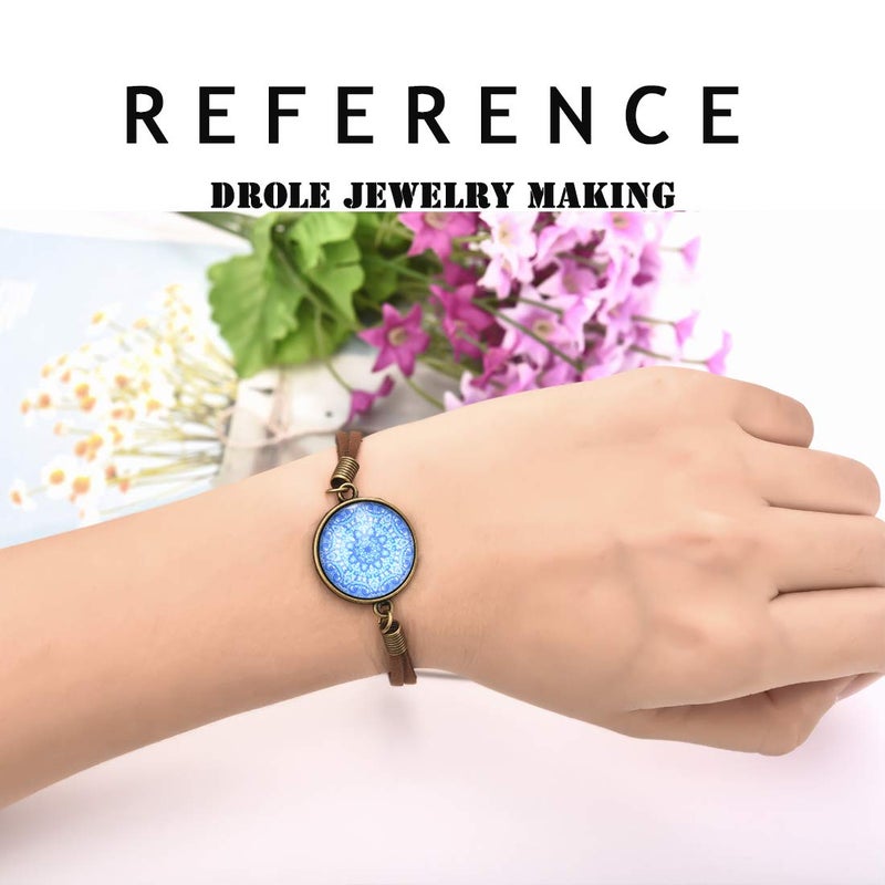 DROLE 40Pcs Bracelet Bezel Settings for Jewelry Making-20Pcs 20mm Round Cabochon Bezel Tray Blank Bangles Bracelets with 20mm Clear Glass Cabochons Bronze - Image 4