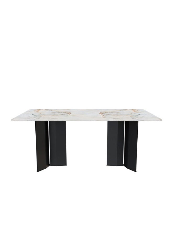 YI ONE Dining Table T2028-1.8M – Rectangular White Marble Top with Modern Steel Legs, 6–8 Seater Luxury Dining Table, 1800×900×760 mm - Image 3