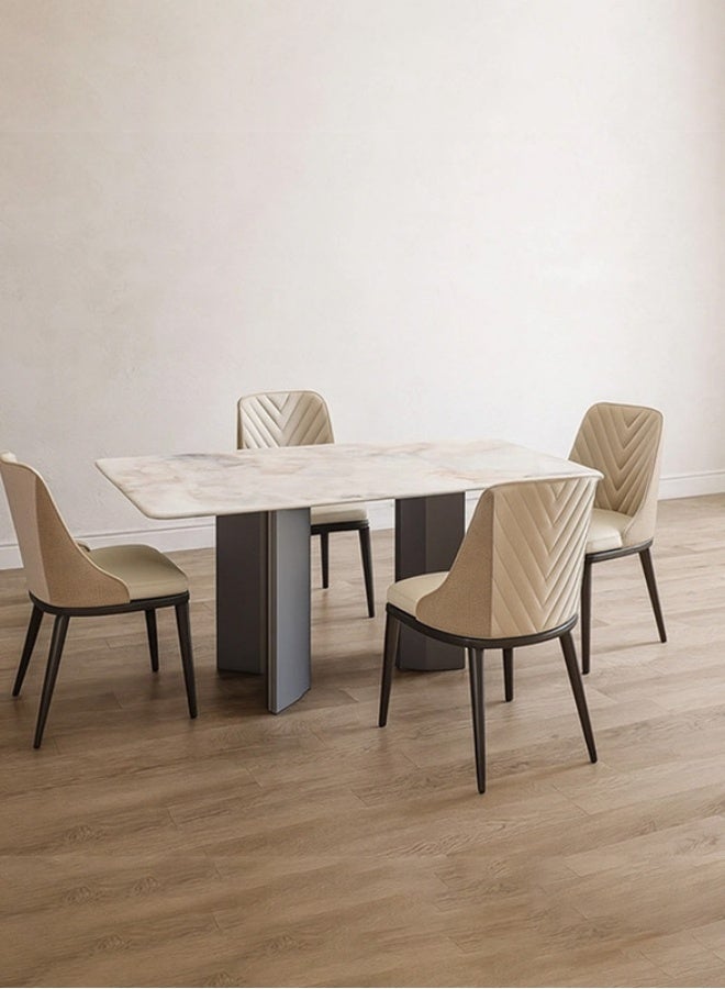 YI ONE Dining Table T2028-1.8M – Rectangular White Marble Top with Modern Steel Legs, 6–8 Seater Luxury Dining Table, 1800×900×760 mm - Image 2