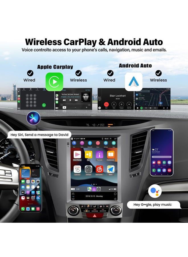 UNITOPSCI 2G+64G Android Car Radio Stereo for Subaru Outback Legacy 2010-2014 CarPlay Android Auto 9.7 Inch Vertical Touchscreen Mirror Link Bluetooth GPS FM/RDS WiFi SWC+ Backup Camera Mic - Image 3