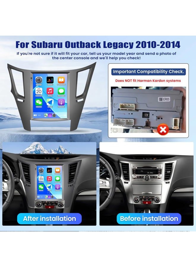 UNITOPSCI 2G+64G Android Car Radio Stereo for Subaru Outback Legacy 2010-2014 CarPlay Android Auto 9.7 Inch Vertical Touchscreen Mirror Link Bluetooth GPS FM/RDS WiFi SWC+ Backup Camera Mic - Image 2