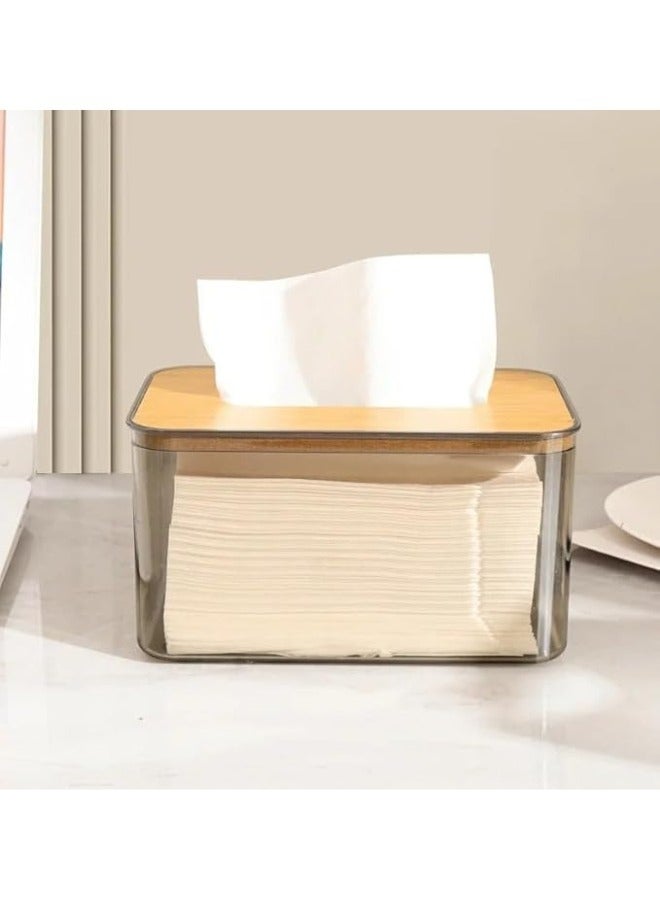 Facial Tissue Box with Bamboo Lid 23*13*10cm (Honey) - Image 1