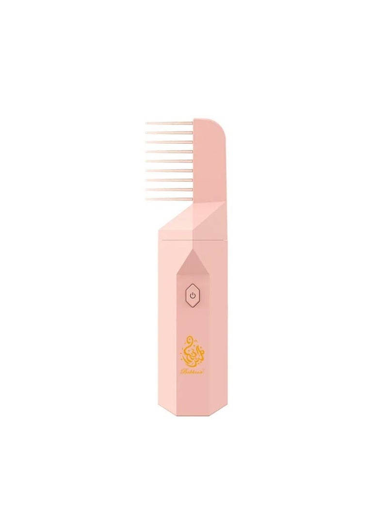 Bukhoor Rechargeable Comb Electric Bakhoor Burner USB Type-C Power Electrical Bukhoor Burner With Hair Comb Incense Holder Portable Incense Burners Aroma Diffuser With Hair Comb Incense Holder Pink  - Image 1