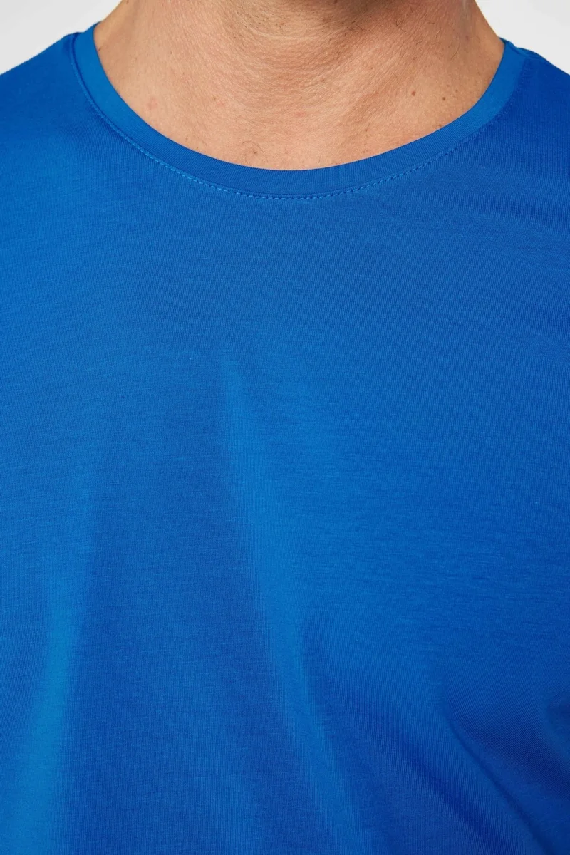 تودورس Men's Slim Fit Slim Cut Cotton Soft Texture Flexible Fabric Plain Basic Turquoise Crew Neck T-Shirt
