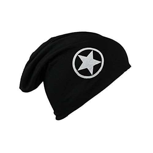 iSWEVEN Cotton Slouchy Beanie and Skull Cap for Summer, Winter, Autumn & Spring Season, Can be Used as a Helmet Cap Too - Free Size (7022A, Black) - Image 1