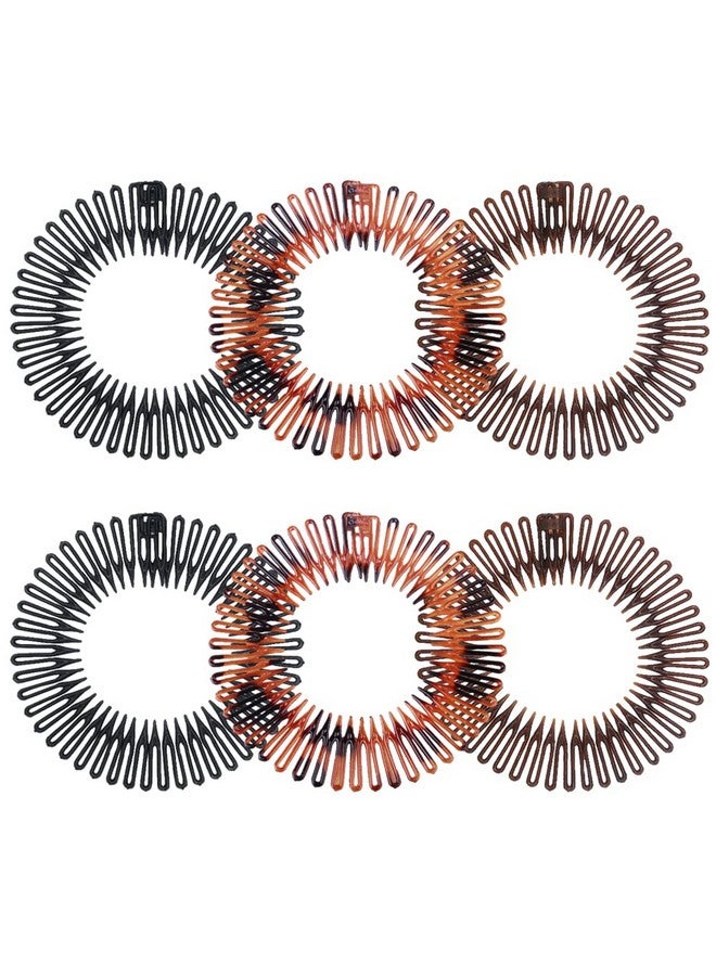 Guqqeuc Stretch Comb Headband For Women Flexible Circle Zig Zag Headbands For Girls Spiral Headband Holder For Womens Full Circular Combs Hairband For Broken Hair(6 Pcs 3 Colors） - Image 1