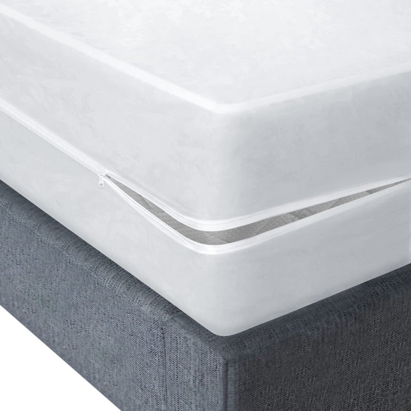 SHOPBEDDING Plastic Mattress Protector Zippered King  Waterproof Vinyl Mattress Cover  Heavy Duty Noiseless Mattress Encasement by Blissford 