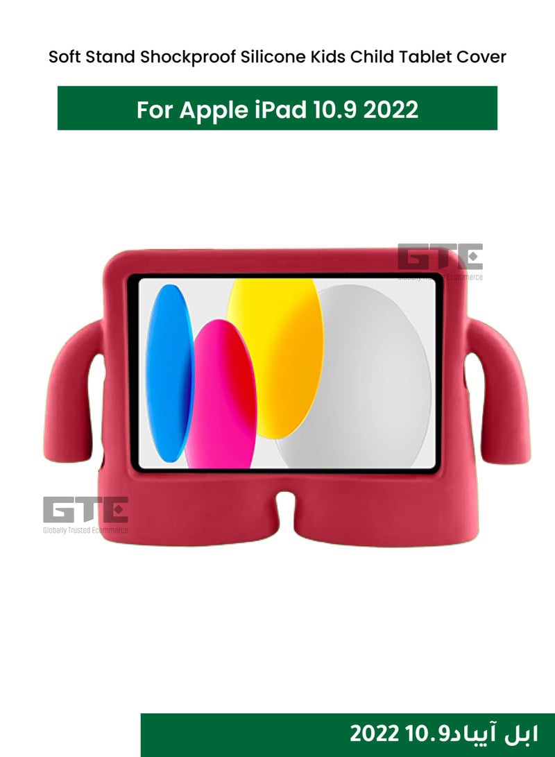 Soft Stand Shockproof Silicone Kids Child Tablet Cover for Apple iPad 10.9 2022-Red