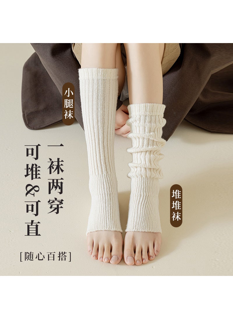 Generic - Y2K Knit Leg Warmers Womens Fuzzy Thigh High Winter Socks Light gray - Image 1