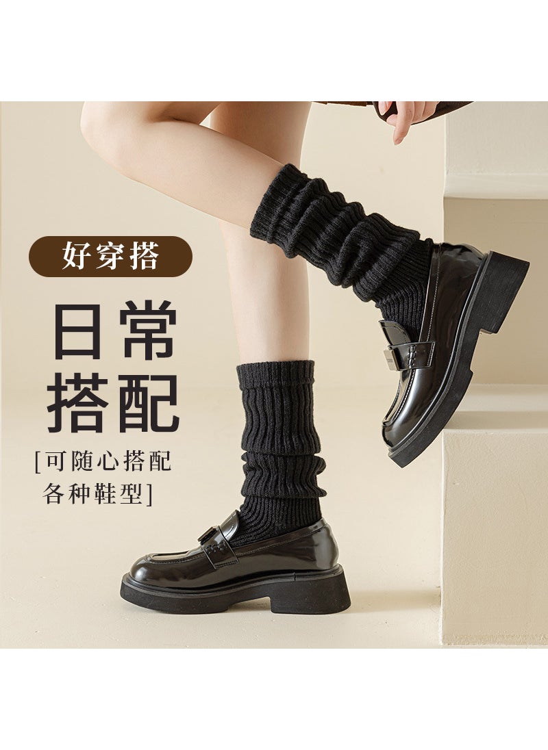 Generic - Y2K Knit Leg Warmers Womens Fuzzy Thigh High Winter Socks Light gray - Image 1