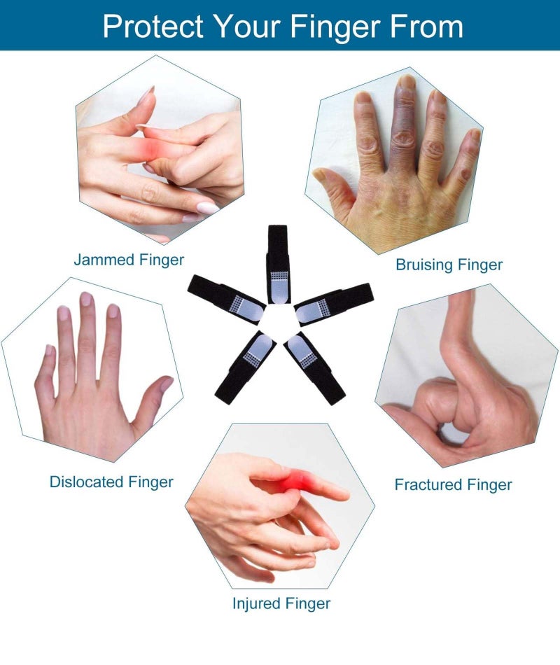 OXYGLOBE 5PCS Finger Splint, Finger Splint for Pain Relief Brace Straps Joint Dual Finger Support Basketball Player Volleyball Player Athletes Finger Corrector - Image 4