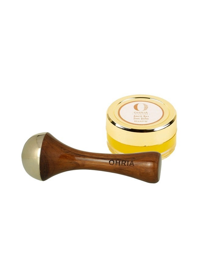 OHRIA Ayurveda Kansa Foot Wand | Ayurvedic Massage Tool And Amrit Ras Foot Balm 8Gm Combo Pack