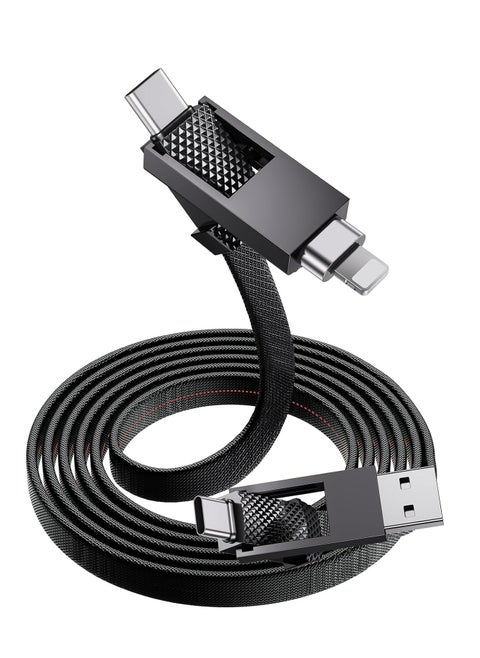 4 in 1 Charging Cable, USB A to USB C to Lightning Cable 4ft, 60W Fast Charging & Data Transfer, Travel Charger for Multiple Devices, All in One Multi Charger Cord for iPhone 15 Pro Max iPad