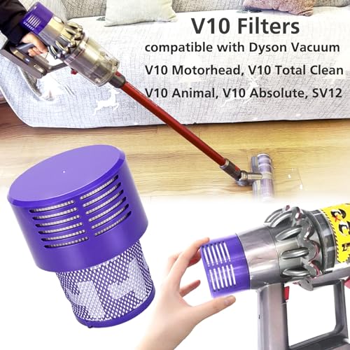 LhhTing 2 Pack V10 Filters Replacement for Dyson V10 Cyclone Series, V10 Absolute, V10 Animal, V10 Total Clean, SV12, Replace Part No. 969082-01, V10 Filters & 1 Clean Brush - Image 4