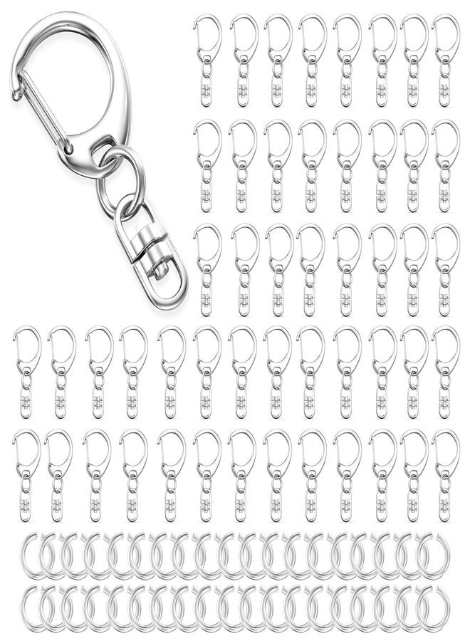 Evnlo 50Pcs Keychain Clip Swivel Snap Hooks,Lobster Claw Clasps Silver Key Chain Rings DIY Making Kit for Crafts - Image 1