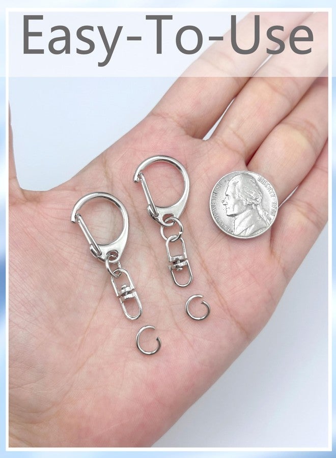 Evnlo 50Pcs Keychain Clip Swivel Snap Hooks,Lobster Claw Clasps Silver Key Chain Rings DIY Making Kit for Crafts - Image 5