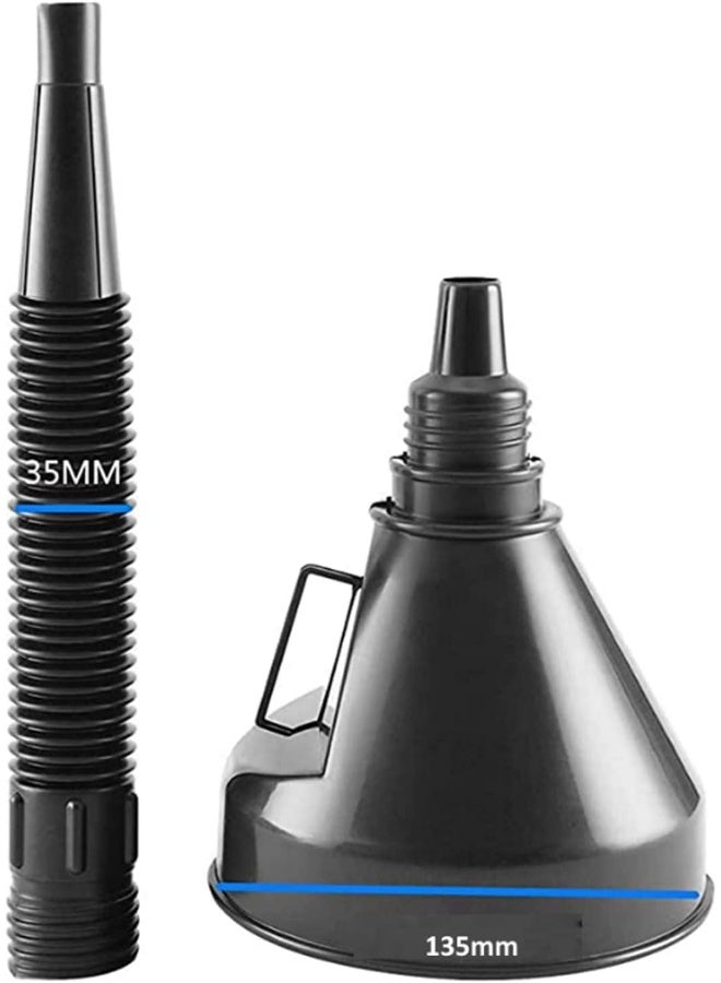 Biella Plastic Large Funnels Wide Mouth With Strainer - Oil Funnel Automotive Flexible With Hose For Cars And Motorcycles, Engine Oil, Liquid, Diesel, Kerosene And Gasoline (Black, Pack Of 1)  - Image 2