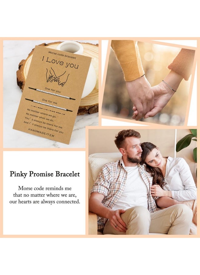 Zibuyu - Zibuyu® Couple Bracelet for Women and Men Friendship Bracelet Girls Stainless Steel Adjustable Morse Code I Love You Bracelet for Couple, Girlfriend and Boyfriend Best Friend Bracelet Gifts - 1 Pair - Image 1