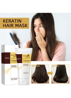 BabboSow Collagen Hair Mask, Collagen Hair Treatment Deep Repair Conditioning Argan Oil Collagen Hair Mask Essence For Dry Damaged Hair All Hair Types, 120g/4.04fl.oz  - Image 4